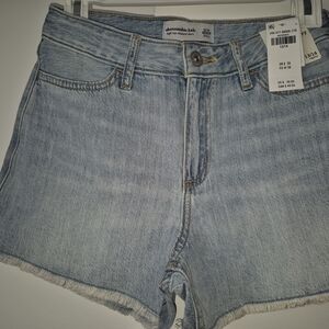 Abercrombie & Fitch Blue Jean Shorts High-Waisted Frayed Hem